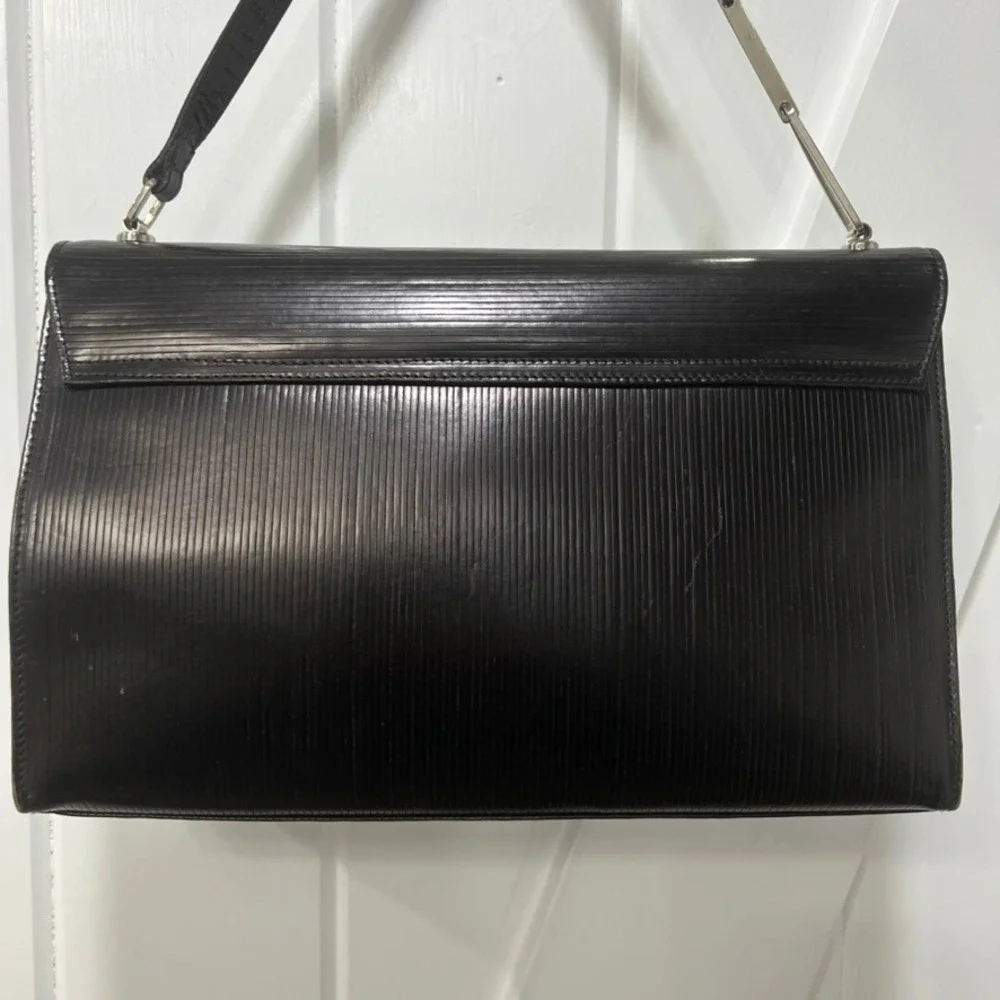 PIBRA Leather Shoulder Purse Square Structure Black Leather Italy - Picture 11 of 16